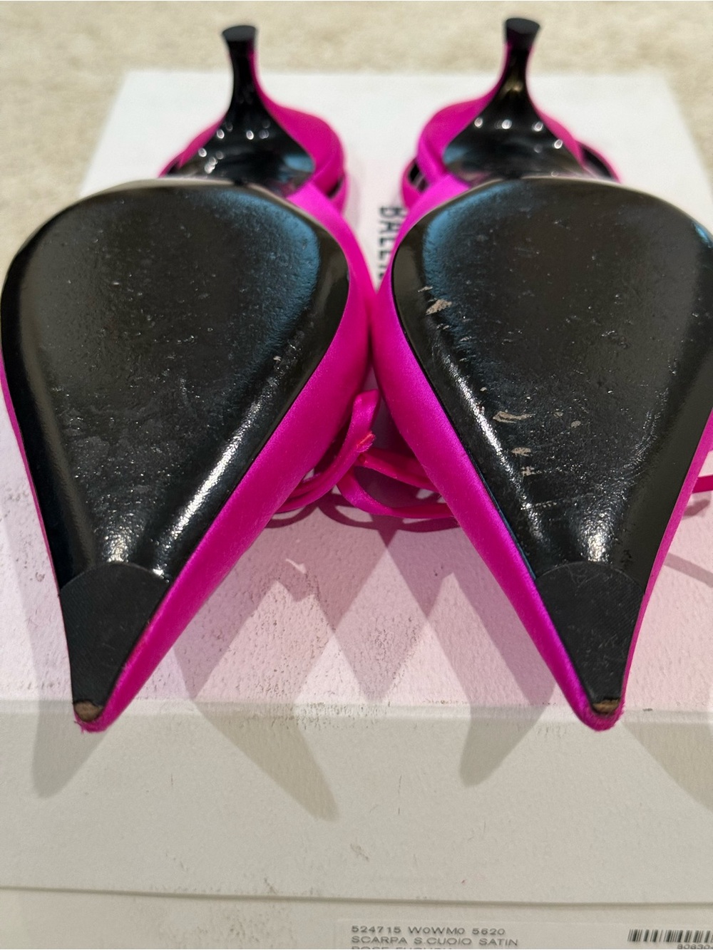 Balenciaga Fuchsia Pointed-Toe Satin Mules 
with Bow IT 37 - Picture 11 of 15